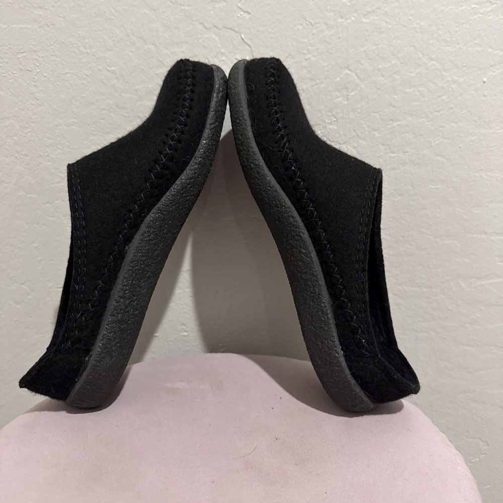 HAFLINGER Wool HardSole Women Slippers Black Size 41 US 9 - Picture 5 of 7